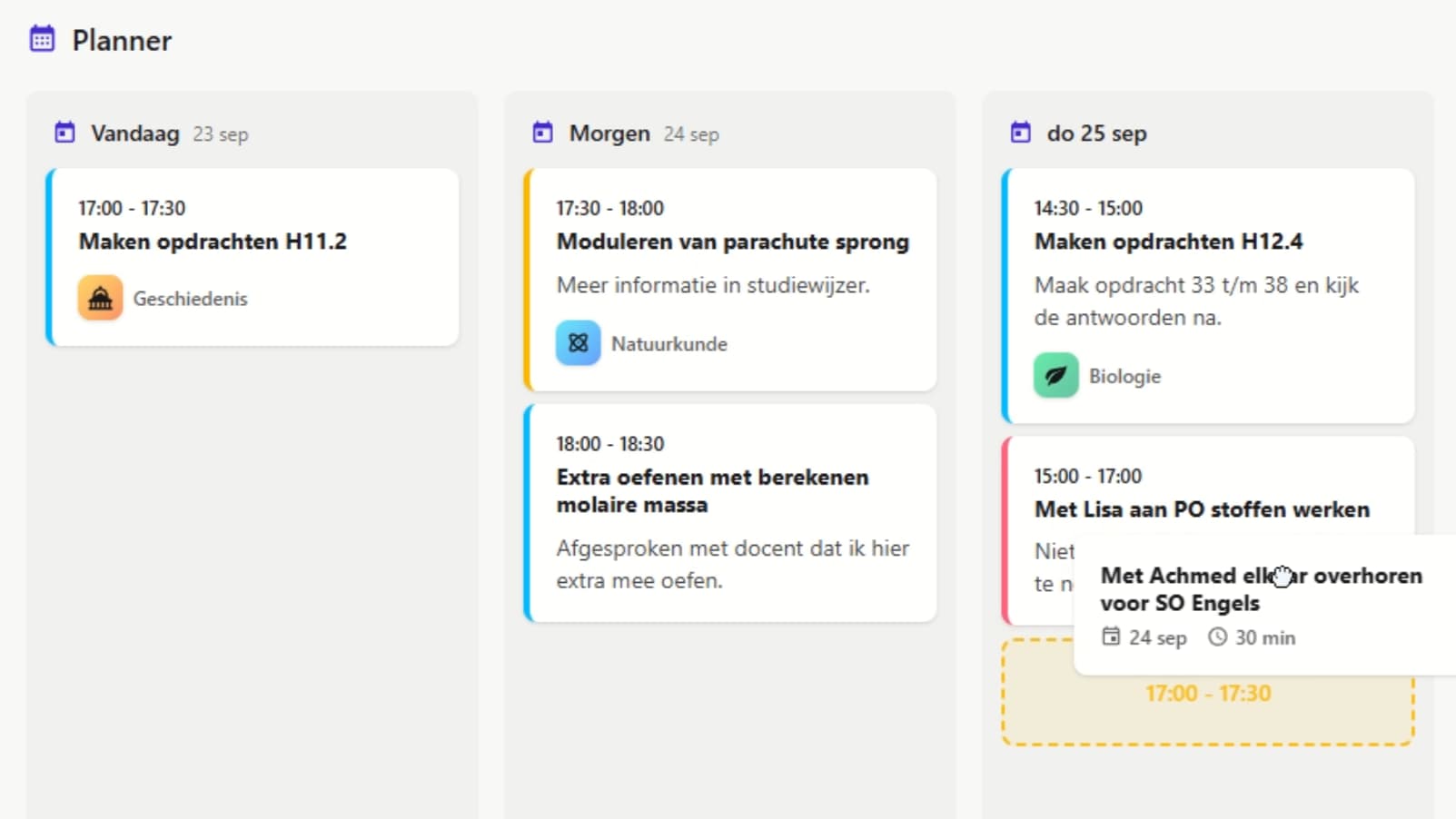 Planplay persoonlijke planner screenshot