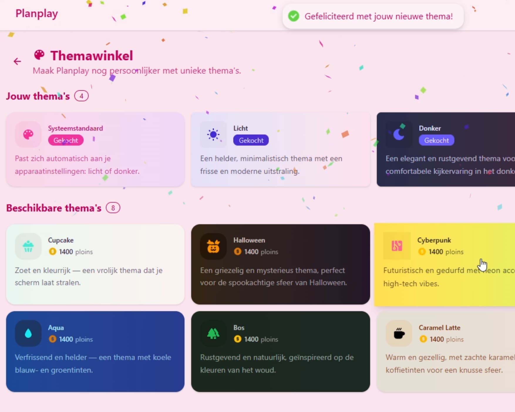 Planplay gamificatie winkel screenshot
